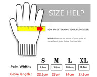 Thumbnail for Safety glove size guide showing palm measurement and S, M, L, XL sizes