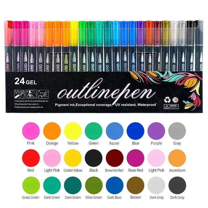 Double Line Contour Color Pen