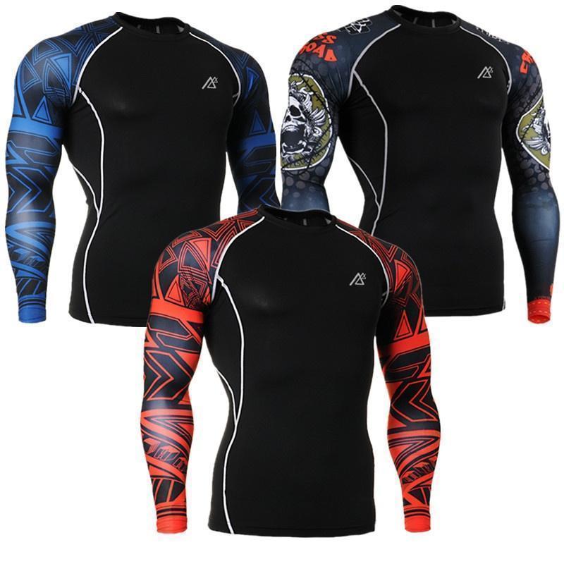 Men's Printed Long-Sleeve Compression Shirt