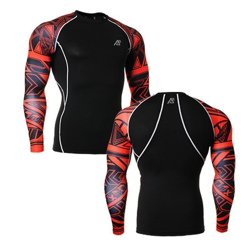 Men's Printed Long-Sleeve Compression Shirt