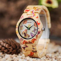Thumbnail for Wooden Watch for Women Band Painting Butterfly in Wooden Box