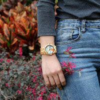 Thumbnail for Wooden Watch for Women Band Painting Butterfly in Wooden Box