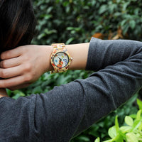 Thumbnail for Wooden Watch for Women Band Painting Butterfly in Wooden Box